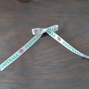 Green and White Football Ribbon Bow.